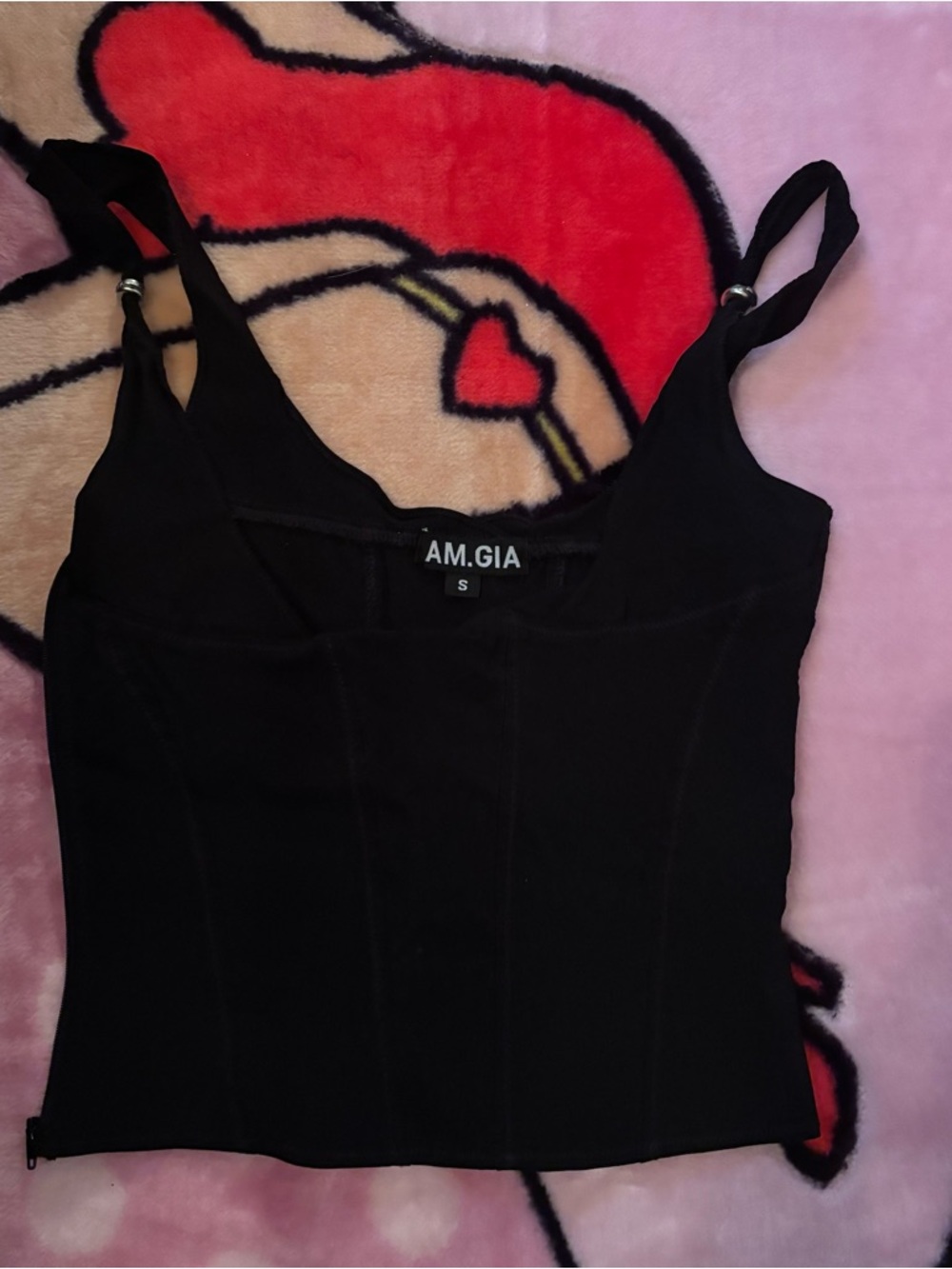 I.AM.GIA Black Corset Tank Top